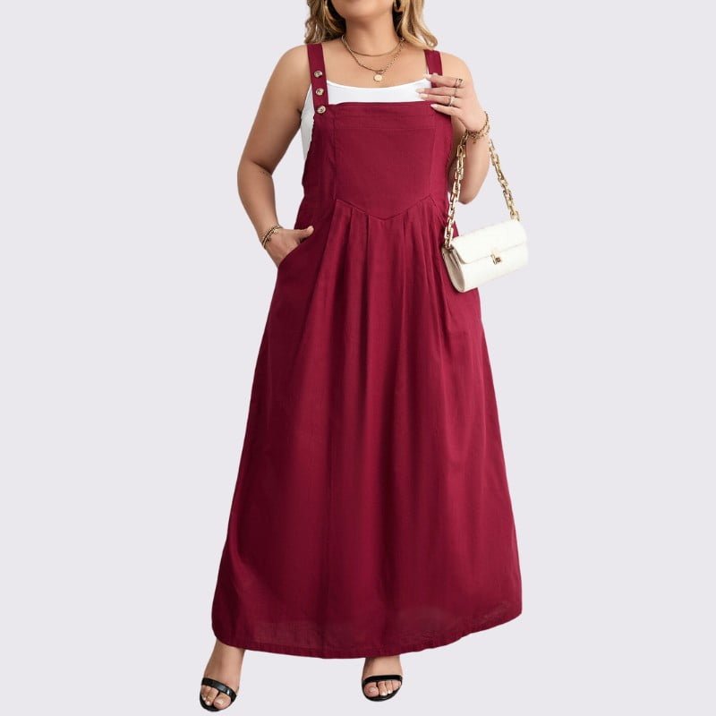 Burgundy Plus Size Cotton Maxi Dress