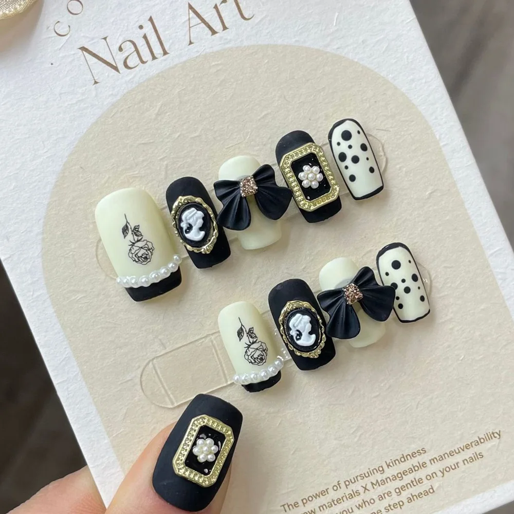 Monochrome Elegance Press-On Nails